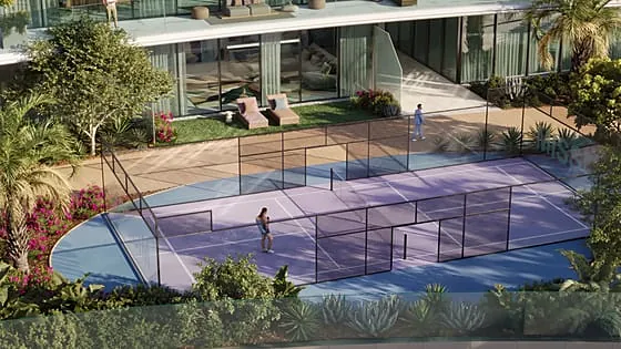 Residents playing on the podium padel court